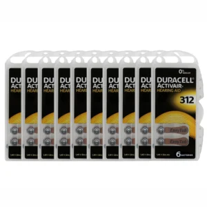 Duracell Size-312 Hearing Aid Battery – 10 Strips Total 60 Batteries